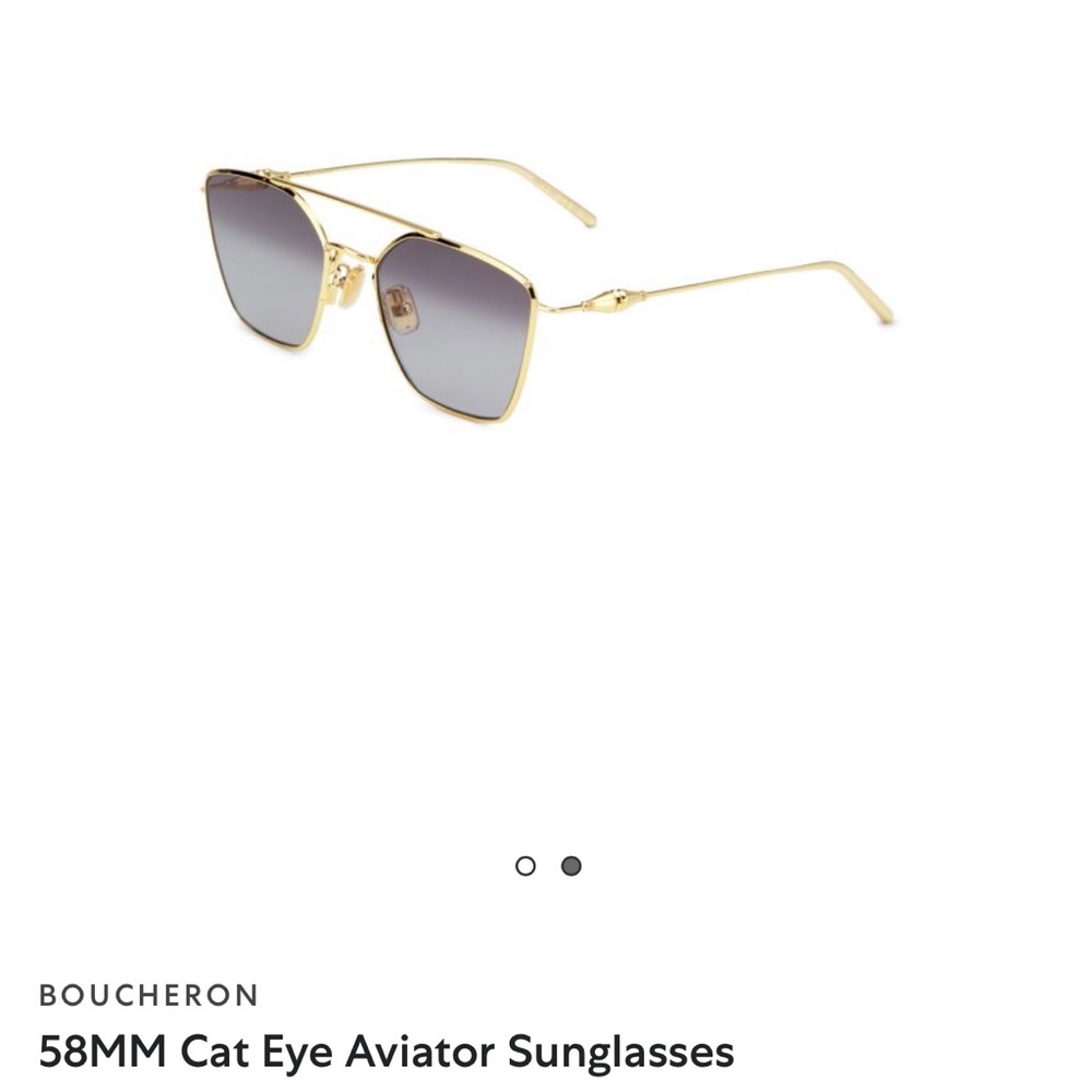 Boucheron Paris Gold Gold Grey Cat Eye Aviator Sunglasses
